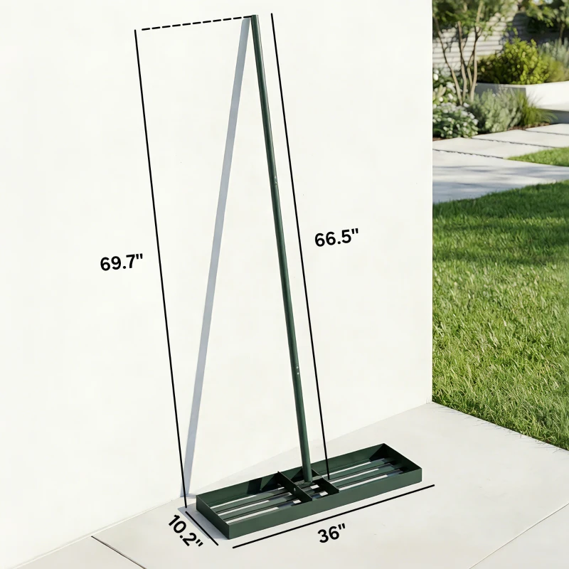Heavy Duty Yard Leveling Rake 36 Inch Wide Head Powder Coated Rustproof Metal 3 Section Detachable 66.5 Inch Long Handle Lawn Soil Sand Leveling Tool