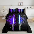 thumbnail image 2 of Erosebridal Purple Lightsaber Comforter Sets King Size, Games Light Sword Comforters & Duvets, Starry Sky Decor, 3pcs, 2 of 7