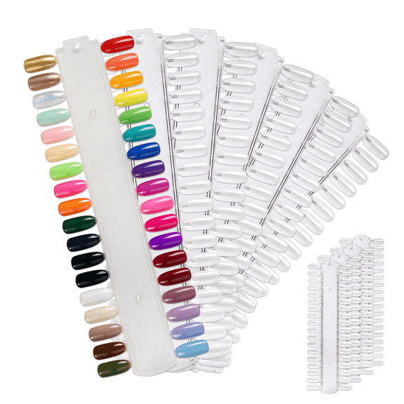 Beauticom Nail Tip Display Palette Board for Nail Art Design Pattern Practice and Swatch Nail Polish Colors (36 Tips - 1 Palette (Clear), 10 Pieces)