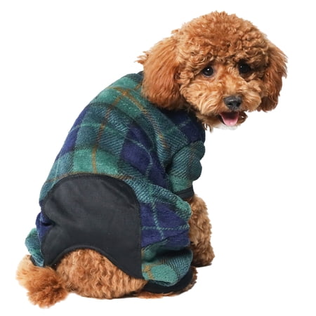Vibrant Life Dog Clothes: Fleece Pajama for Dogs  Blue and Green Plaid  S