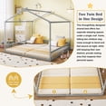thumbnail image 4 of Bellemave Double Twin Floor Bed for 2 Kids, Wood Montessori Floor Bed Frame with Safety Guardrails, Low‑Profile House‑Shaped Design, No Box Spring Needed for Toddlers Boys and Girls Teens, Gray, 4 of 13