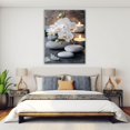 thumbnail image 4 of Mudket White Orchid Flowers with Stones and Candles Canvas Wall Art, Calming Botanical Wall Decor, Framed Ready to Hang for Living Room Bedroom Bathroom Office, Relaxing Floral Poster - 12"L x 8"W, 4 of 10