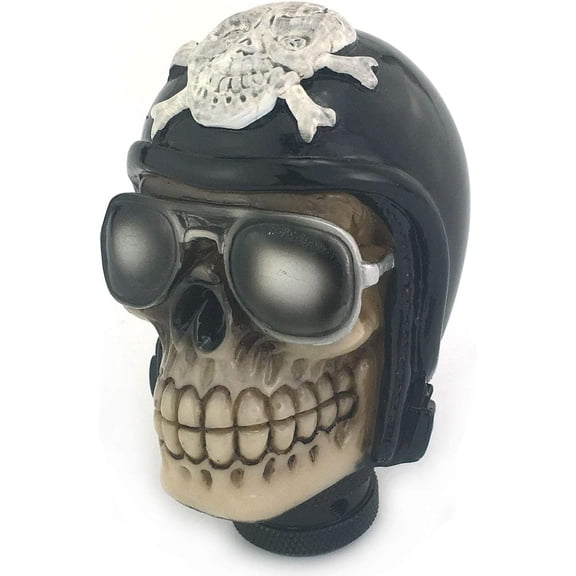 Skull Handle Shifter Knob, Pilot Skeleton Style MT Car Gear Stick Shift Head Fit Most Manual Automatic Transmissions, Black