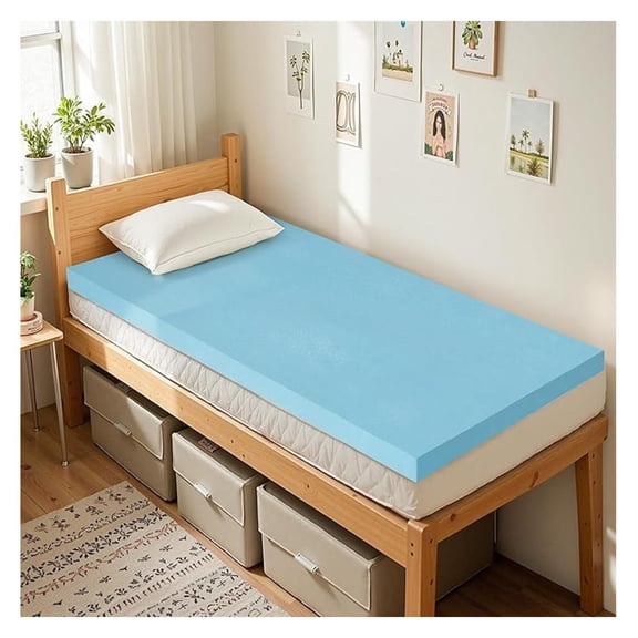 Twin XL Mattress Topper, Gel Infused Memory Foam Mattress Topper, Soft Bed Topper Mattress Pads for Bed, Sofa, RV, Certified, Blue, 4 Inch