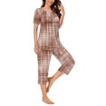 thumbnail image 4 of MuZeFu Women'S Pajama Sets Short Sleeve Shirt and Capri Soft Pajama Sets Women's Round Neck Print Short Sleeve Sleepshirt And Pants Sets Loungewear Pajamas With Pockets, 4 of 6