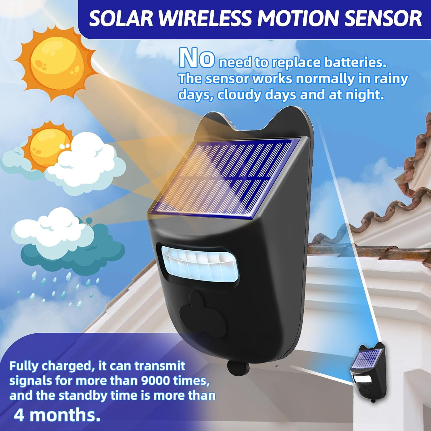Black Wireless Driveway Alarm,700 ft Distance Outdoor Weather Resistant Motion Sensor Detector,Security Alert System-Monitor Protect Outdoor/Indoor Property(1 Receiver 1 Sensor)