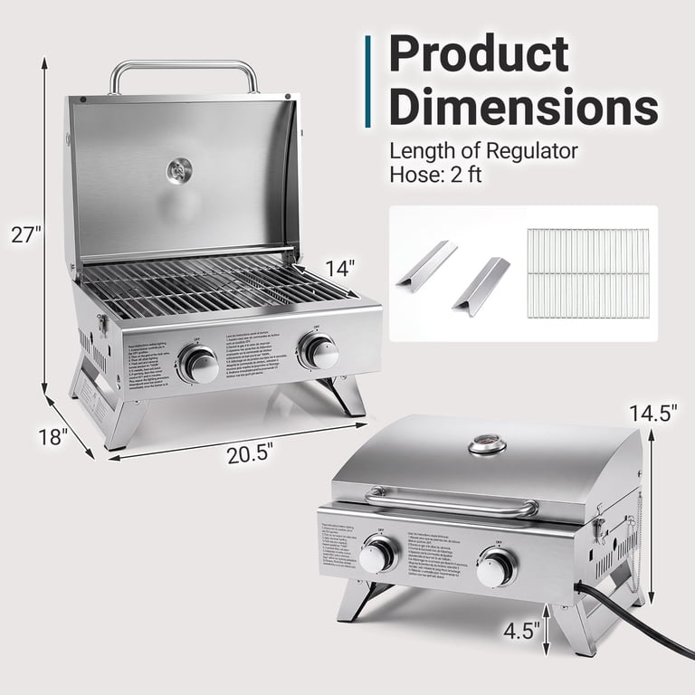Costway Propane Gas Grill, 20,000 BTU Stainless Steel photo 3