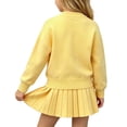 thumbnail image 5 of Mgmyaa Girls Toddler Casual Outfit Set Crew Neck Long Sleeve Knit Sweater and A-Line Skirt Pullover Pleated Solid Acrylic Fall Winter with Heart Embroidery Bow Decor 2-Piece Outfit for Kids 1-8 Years, 5 of 9