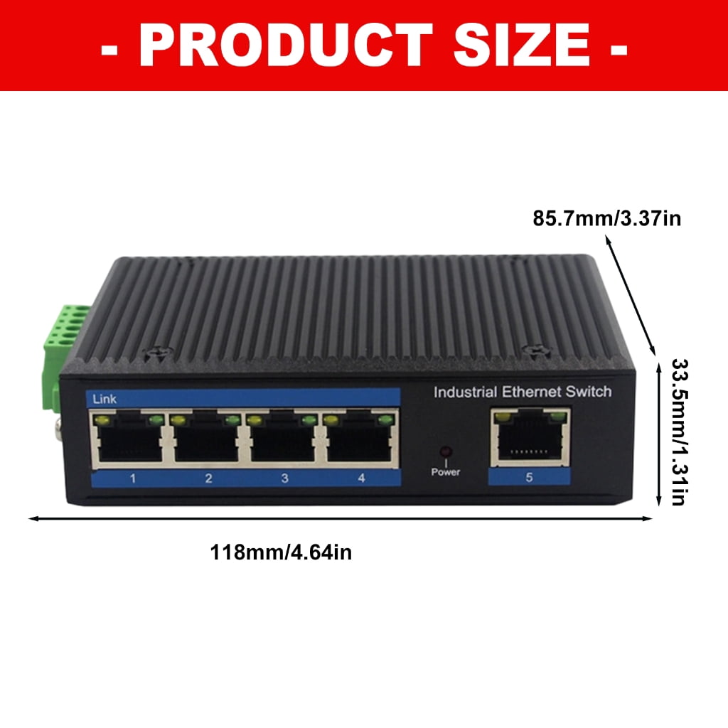 5 Port Networking Switcher DIN Rail Mount Industrial Protections For Offices Home
