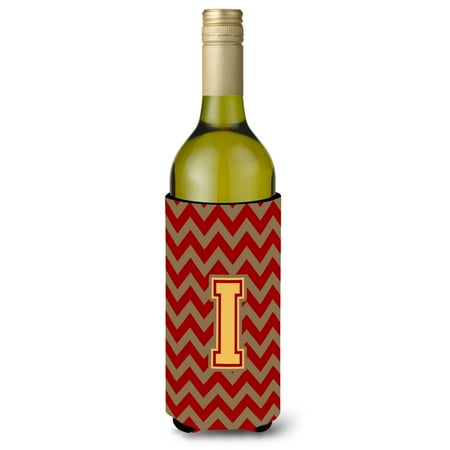 

Carolines Treasures CJ1048-ILITERK Letter I Chevron Garnet and Gold Wine Bottle Beverage Insulator Hugger Wine