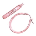 thumbnail image 3 of JewelStop 10k Rose Gold Shiny Oval Diamond Cut Sparkle Hoop Earrings - 4mm, 1.7gr., 3 of 5
