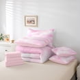thumbnail image 6 of Castle Fairy Gradient Universe 7 Pieces Bedding Comforter Set for Girls Teens,Pink Galaxy Full Bedding Set Lightweight,Ombre Watercolor Fitted Sheet Flat Sheet,Breathable Home Decor, 6 of 8