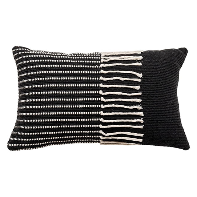 Funda de almohada de macramé, funda de cojín de bohemio tejida para cama, sofá, sofá, decoración para el hogar, cómodas de almohada con Negro 30x50cm SM SunniMix funda de cojín decorativa