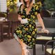 thumbnail image 3 of Easygdp Bees and Sunflowers para Vestido Transpirable de Mujer, Vestido Suelto de Manga Corta con Pliegues y Bolsillos para el Verano, 3 of 6