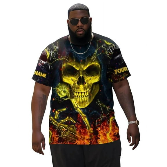 Plus Size T Shirt for Big and Tall Men Graphic Short Sleeve Man Tee T Shirts Oversize Fashion Casual Shirt, Skull Vikings 7XLT 3DTS10008