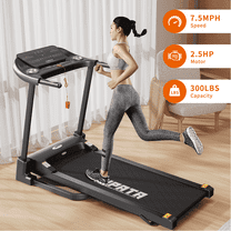 SKOK 2.5HP Folding Treadmill with 300lb Capacity, 7.5MPH, 12 Preset Programs for Home Office, Portable Treadmill Running Walking Machine