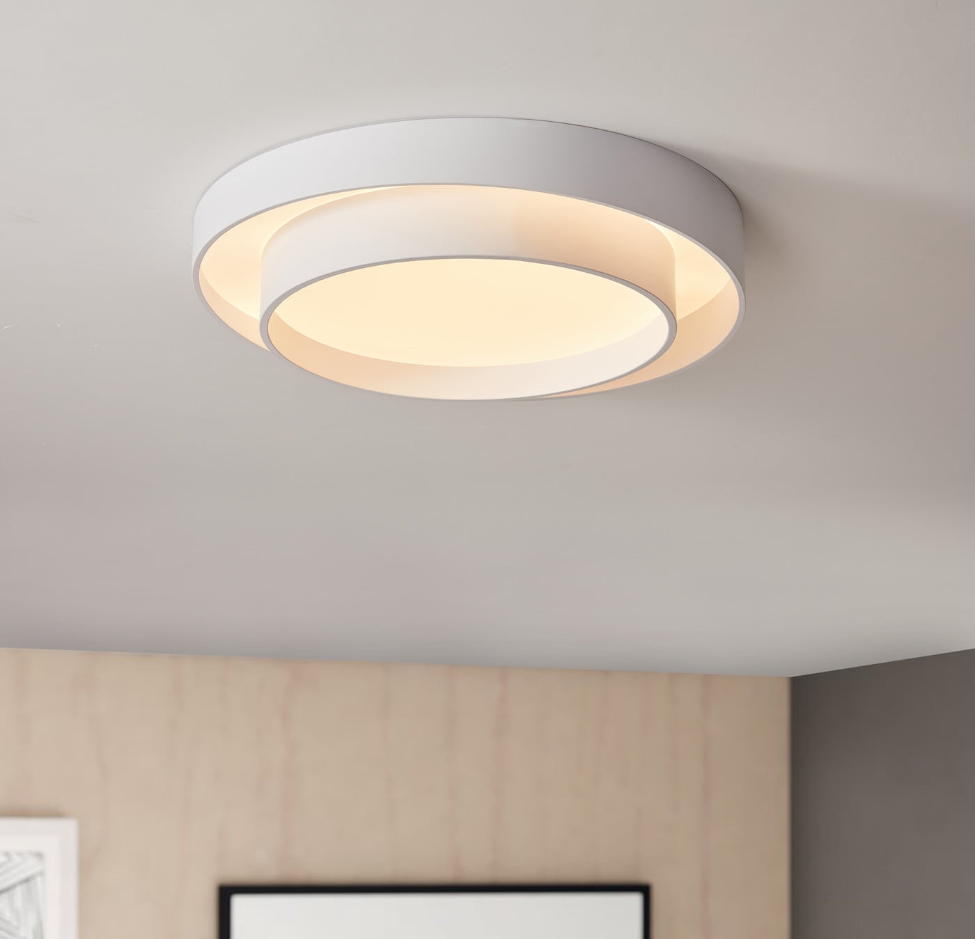 Aiwen Double Circle Acrylic Flush Mount Ceiling Lamp with Integrated LED Light 32 Watts