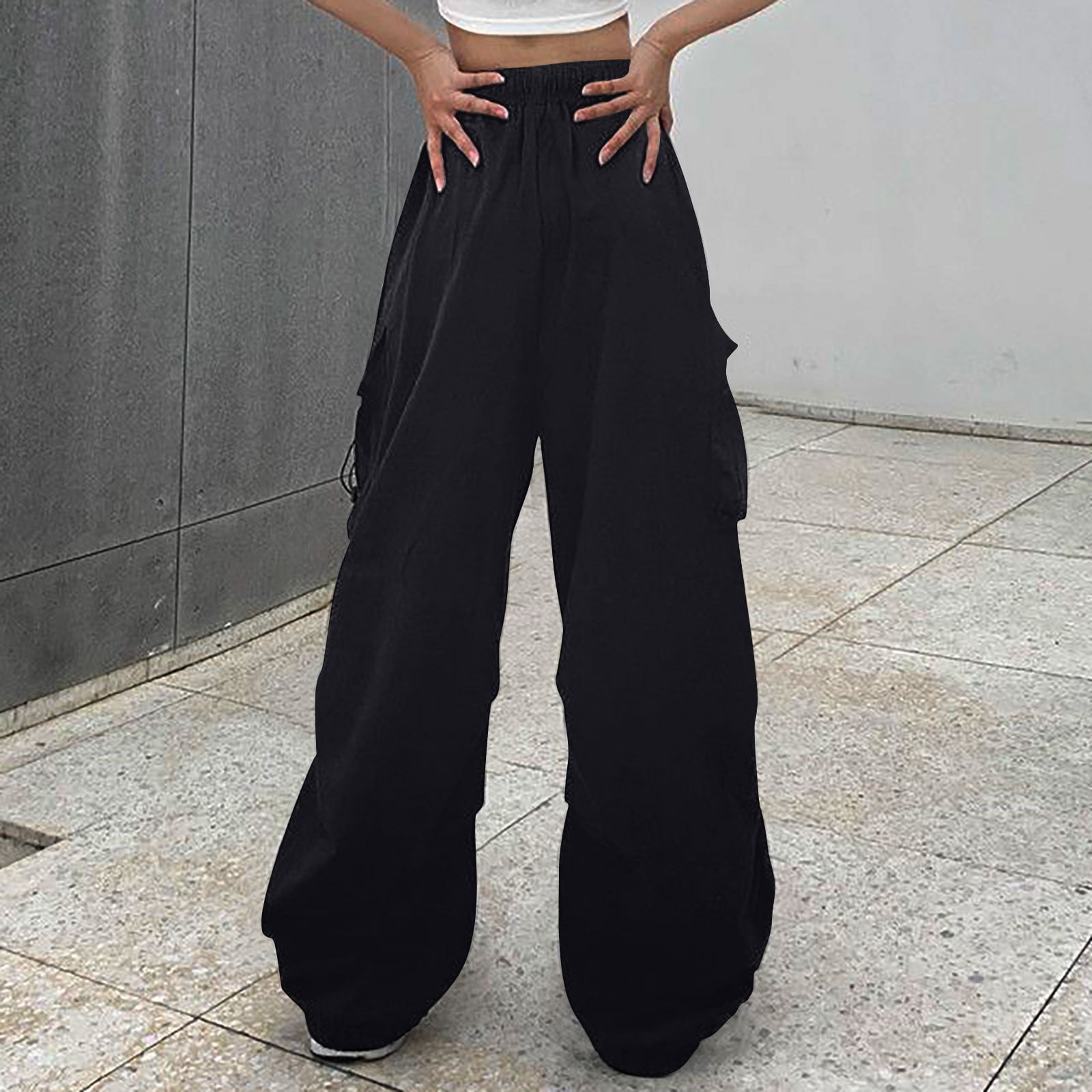 Hfyihgf Parachute Pants for Women Y2K Baggy Cargo Pants Multi