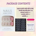 thumbnail image 5 of Uñas postizas cuadradas cortas con flores, uñas postizas brillantes de color rosa, uñas postizas con diseños de flores blancas, bonito kit de uñas acrílicas cortas, diseños de uñas de primavera y vera, 5 of 5