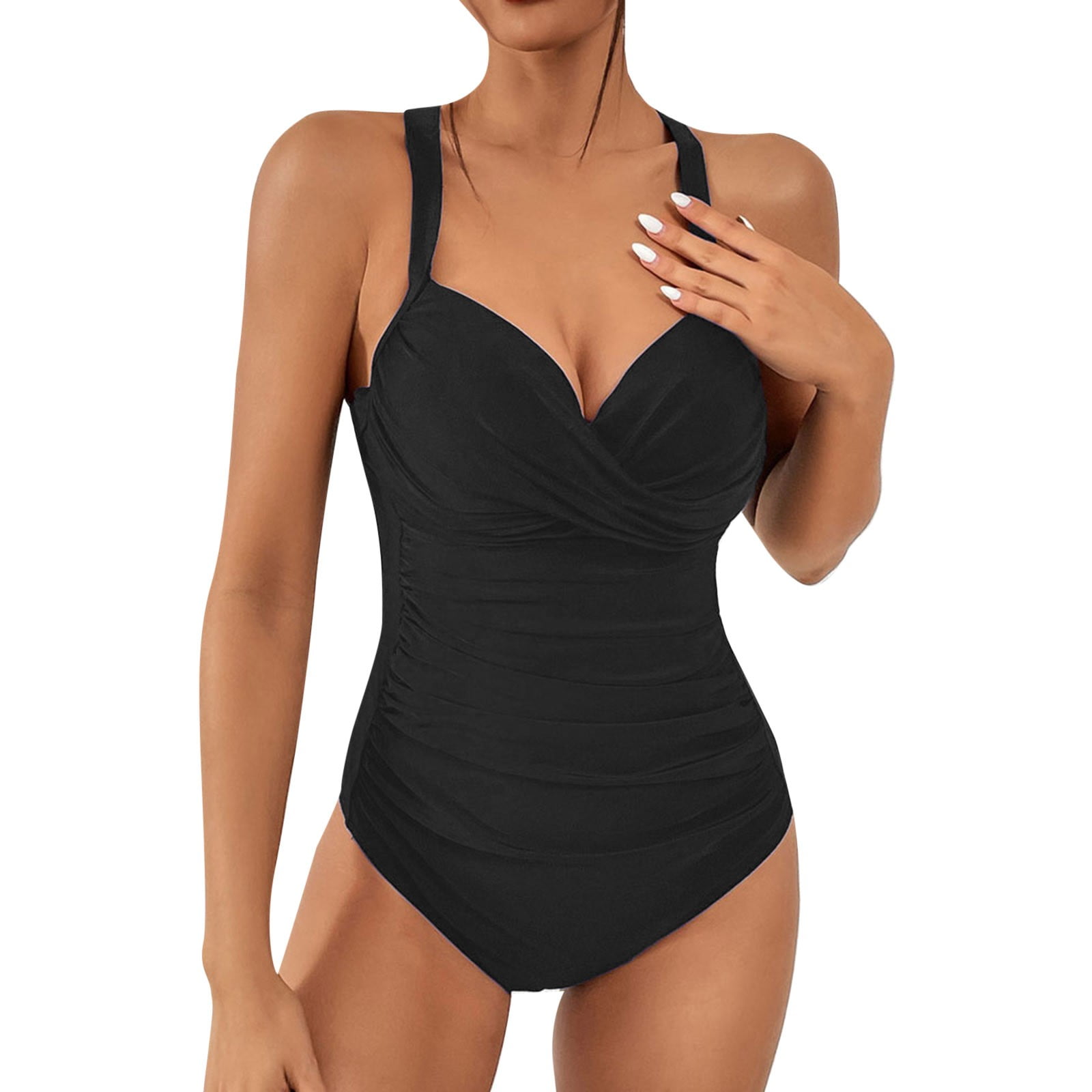 Black tummy control bathing suit deals