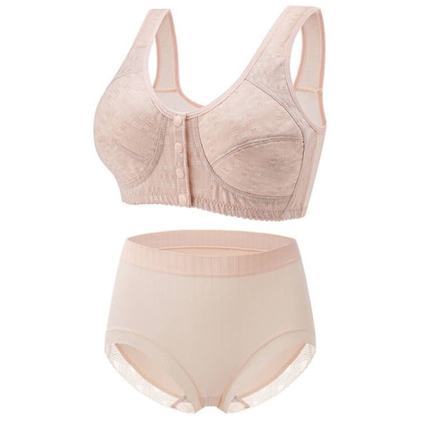 Sujetador push up de gran tamaño con botones delanteros y sin aros para mujer, traje a juego