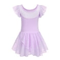 thumbnail image 3 of Oudiya Girls Ballet Leotards Ruffle Sleeve Shinny Dance Dress Outfits Toddler Ballerina Clothes for Kids 3-11Y, 3 of 9