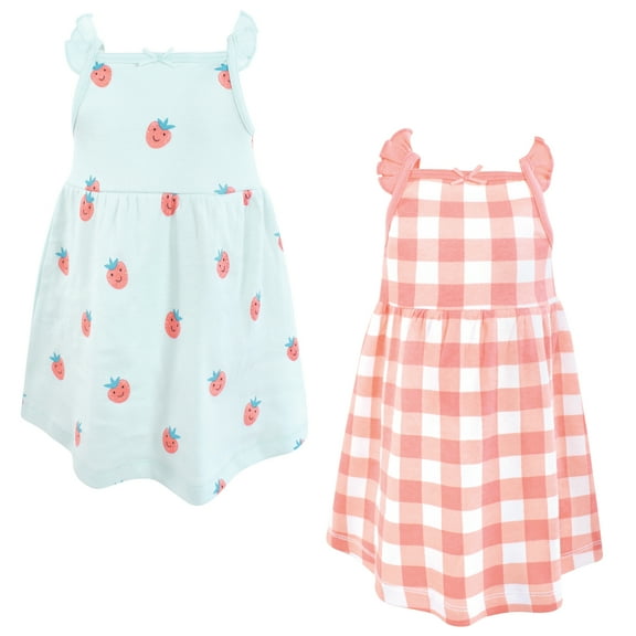 Luvable Friends Hudson Baby Dresses 2pk, Berry Plaid, 0-3M