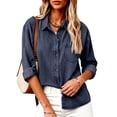 thumbnail image 6 of Enjoytime Denim Blouses for Women Dressy Casual Collared Button Down Shirts Fall Trendy Long Sleeve Tops, 6 of 8