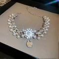 thumbnail image 5 of Rhinestone Choker Necklace Silver Diamond Pearl Necklaces Sparkly Crystal Necklace Chain Bridal Wedding Jewerly Party Prom Accessories for Women and G, 5 of 5
