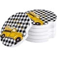 thumbnail image 1 of ZHANZZK Summer Truck with Honey and Bee Black Plaid Texture Set of 4 Car Coaster for Drinks, Absorbent Ceramic Stone Coasters Cup Mat with Cork Base for Home Kitchen Room Coffee Table Bar Decor, 1 of 5