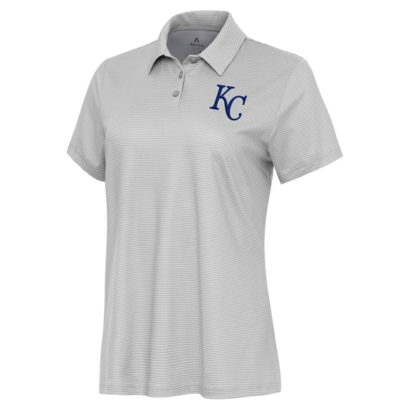 Women's Antigua White/Gray Kansas City Royals Rings Polo