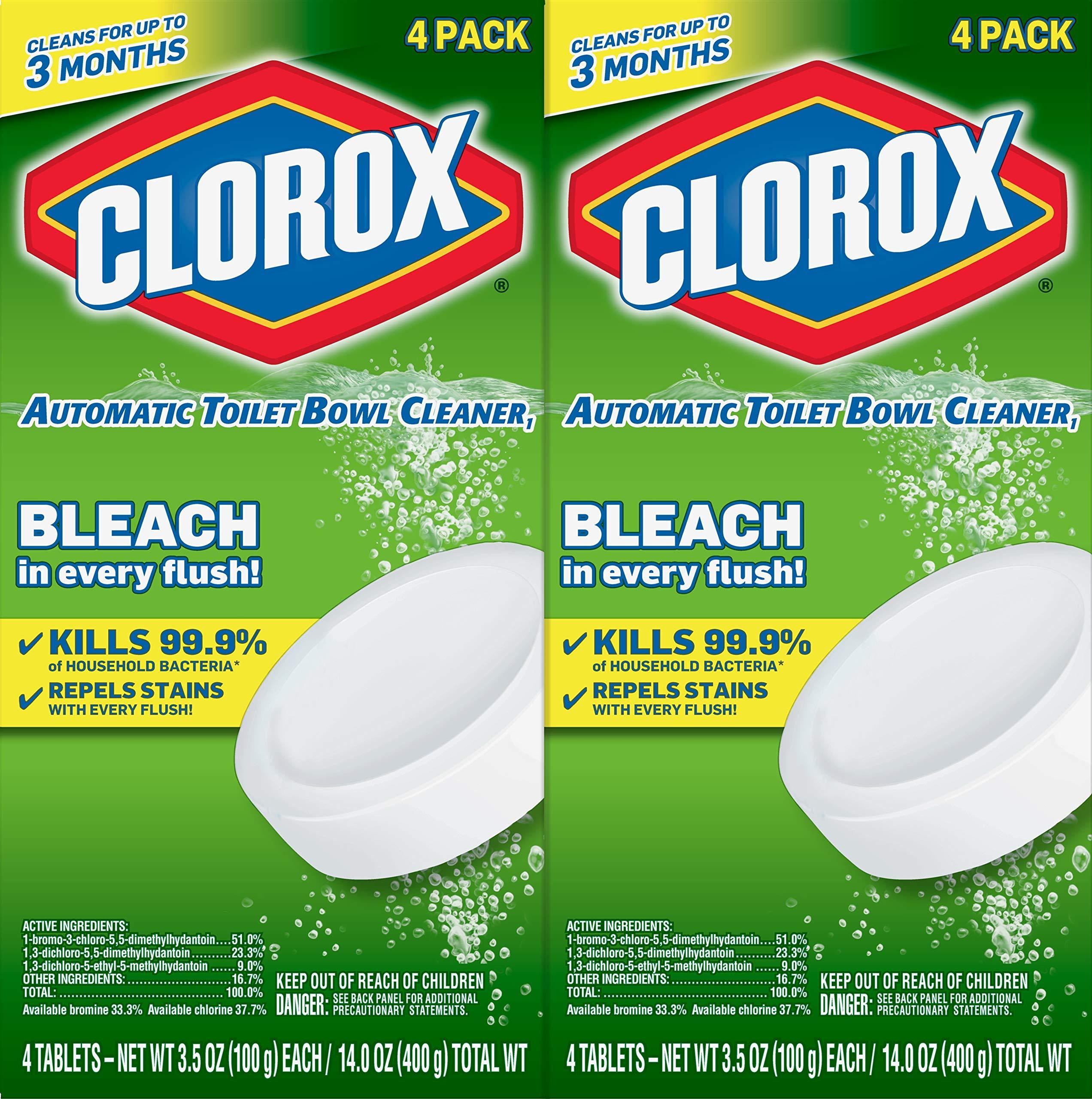 Clorox Automatic Toilet Bowl Cleaner Tablets with Bleach - 4 Count (Pack of 2)