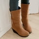 thumbnail image 4 of Zapatos de mujer, Color sólido, moda informal, gamuza, cremallera superior, tacones de cuña, cálido invierno, botas de vaquero resistentes al desgaste Wmkox8yii  sa3367, 4 of 9