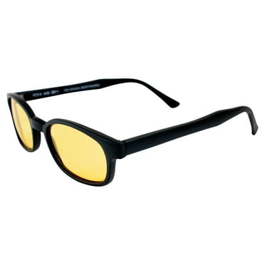 Pacific Coast Sunglasses X-KD's Biker Sunglasses Black Frames & Yellow Lenses