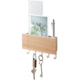 thumbnail image 2 of Soporte de pared magnético beige con ganchos y bandeja de acero y madera: almacenamiento de llaves, talla única, 2 of 5