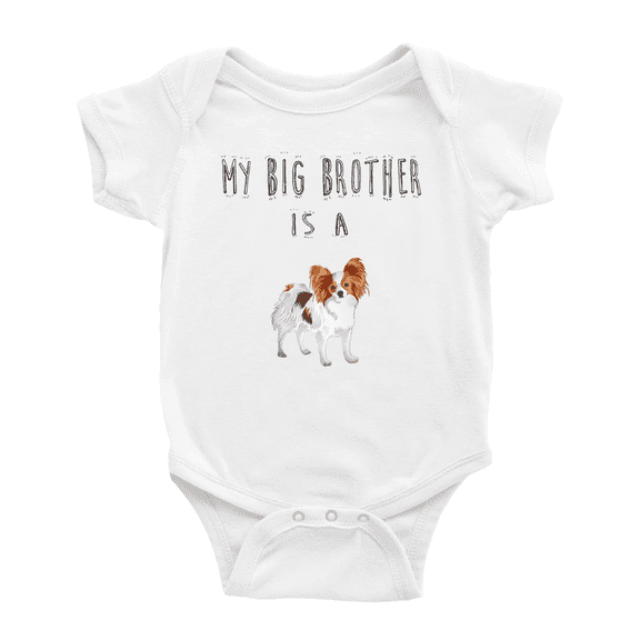 My Big Brother Is A Papillon Dog Cute Baby Clothing Bodysuits Boy Girl Unisex