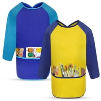 Playkidiz Art Kids Smock Paint Shirt, Set of 2 Preschool Artist Aprons, Kids Paint Smock Shirt for Kids, Painting Coat (3150 Blue/Yello)