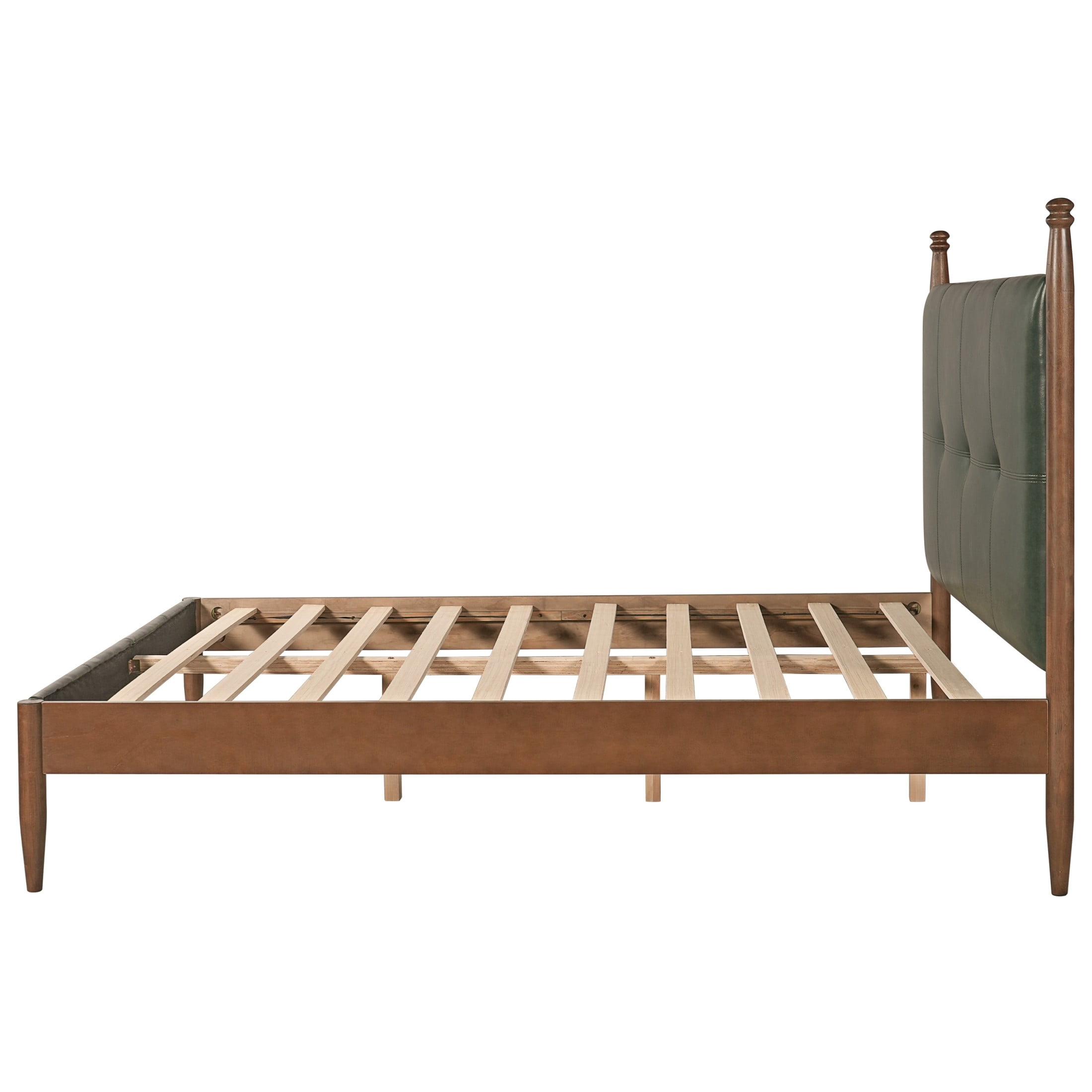 Christopher Knight Home Mid-Century Queen PU Upholstered Platform Bed with Tufted Headboard, Green
