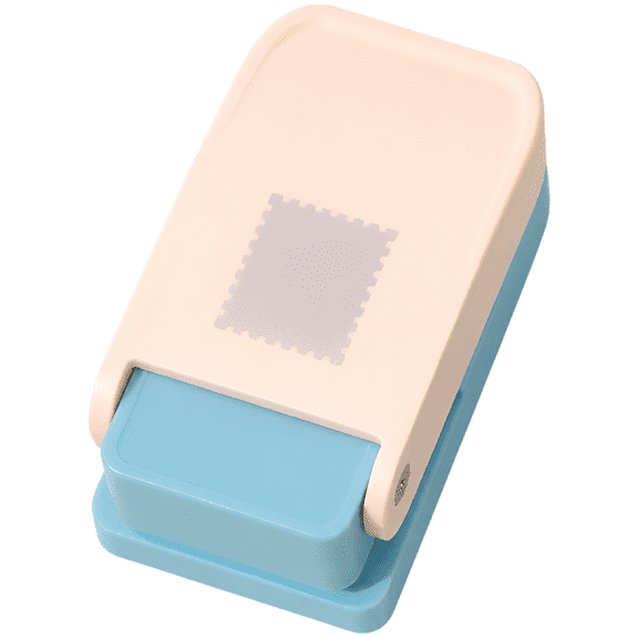 Postage Stamp Punch, Scalloped Edge Stamp Shaped Paper Punch for DIY Envelope Decoration, Scrapbooking, Photo Cards, Craft Paper Punches, Blue and White