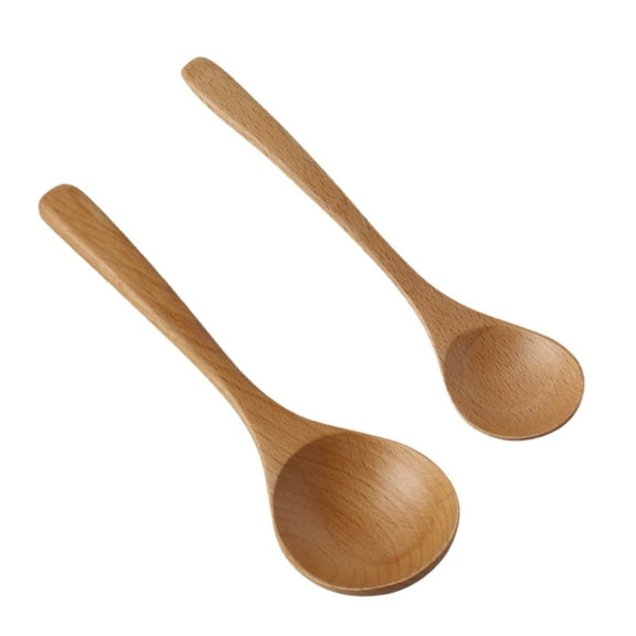 2 Pcs Big Wooden Spoon Plain Color Spoons Delicate