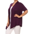 thumbnail image 3 of Women's Plus Size Short Sleeves Draped Open Front Casual Solid Cardigan, 3 of 6