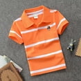 thumbnail image 2 of NIEWTR Toddler Boys Classic Striped Polo Shirts Cotton Short Sleeve Lapel Tees Daily Outfits(O,12-18 Months), 2 of 4