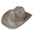 thumbnail image 3 of Light Up Flashing Sparkly Glitter EL Wire LED Sequin Cowboy Hats (White) for Party Disco by PartyGlowz, 3 of 9