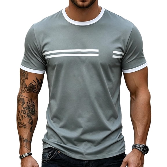 Luvrsol Mens Shirts Heavyweight Solid Crew Neck Basic Tee Breathable Cotton Blend Work Shirts XS-3XL