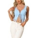 thumbnail image 1 of Top sin mangas con lazo frontal INSPIRE CHIC para mujeres, con escote en V y detalles de encaje L Azul cielo, 1 of 6