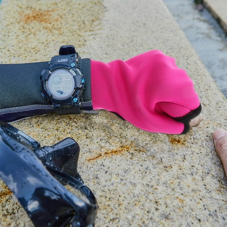 WRISTBIQUE 1Pair Pink Nylon Swim Training Gloves for Diving Swimming Water Sports Hand Protection