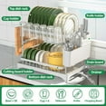 thumbnail image 6 of FOUNDLDF Dish Rack,2-Tier Dish Drying Rack with Drainboard, Sink & Countertop Metal Dish Rack Organizer, Dish Drainers for Kitchen Counter,White, 6 of 8
