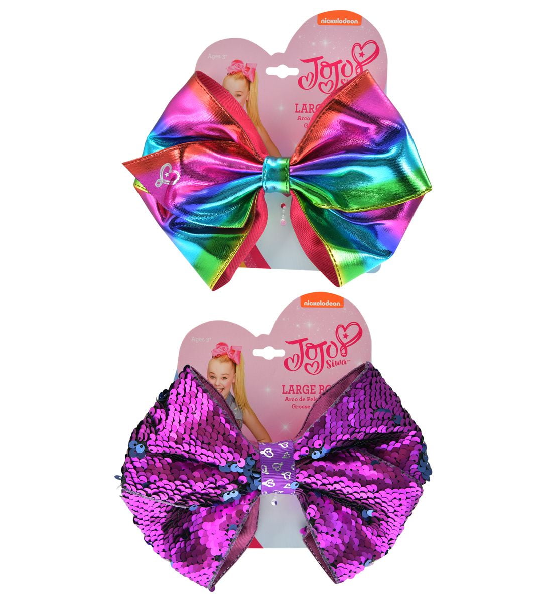 Nickelodeon Jojo Siwa Girls Ponytail Holder Rainbow Metallic Hair Bow
