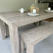 Plank+Beam 72 Modern Dining Table for 6, Solid Wood Rectangular Dining Table for Kitchen/Dining Room, Seashell Wirebrush