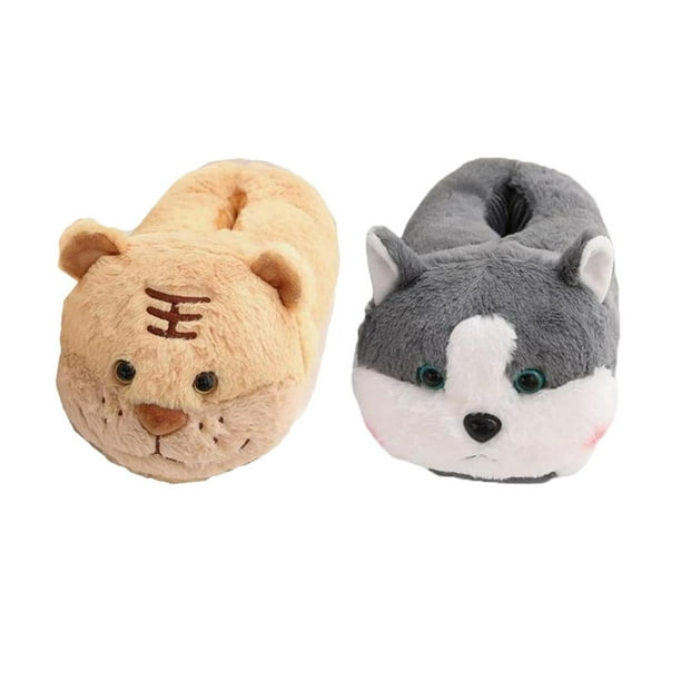 2 Pair Cartoon Stuffed Animals Slippers Soft Plush Adult Men